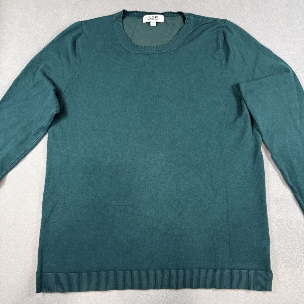525 America Sweater Women's Size M Green Crewneck Cotton Knit Pullover